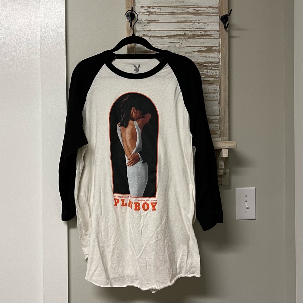 Vintage playboy magazine cover baseball tee